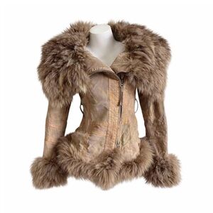 Vintage ONLY Real Fox Fur Suede Jacket